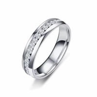 Unisex Silver Crystal Stainless Steel 6mm Love Band Ring -Multiple Sizes Available