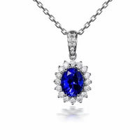 Royal Blue Sapphire Crystal Oval Pendant