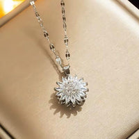 Crystal Spinning Sunflower Anxiety Stress Relief Fidget Pendant - available in Silver or Gold