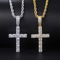 Men’s Crystal Cross on Rope Chain available in Silver & Gold