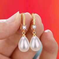 Crystal & Pearl Water Droplet Earrings available in Gold or Silver