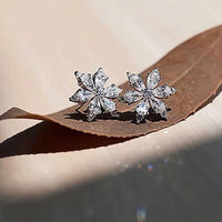 Crystal Six Petal Stud Earrings available in Gold or Silver
