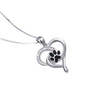 Crystal Heart Pet Paw Pendant