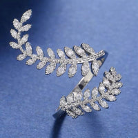Adjustable Crystal Leaf Ring