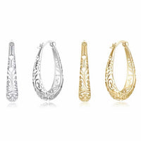 Minimal Elegant Vintage Hollow Hoop Earrings available in Gold Or Silver