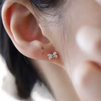 Crystal Butterfly Bow Knot Stud Earrings in Gold