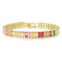 Crystal Baguette Luxury Colourful Bracelet available in Silver, Gold & Rose Gold