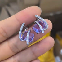 Purple Dramatic Crystal Stud Earrings