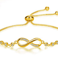 Infinity Crystal Bracelet with Adjustable Strap - Available in Silver, Gold or Rose Gold