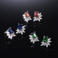 Crystal Cluster Stud Earrings available in Green, Red & Blue
