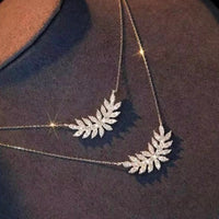 Elegant Crystal Leaf Clavicle Pendant