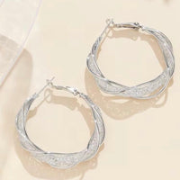 Twisted Crystal Mesh Hoop Earrings in Gold or Silver