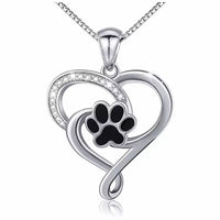 Crystal Heart Pet Paw Pendant