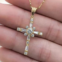 Gold Crystal Cross Pendant