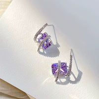 Purple Dramatic Crystal Stud Earrings