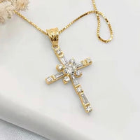 Gold Crystal Cross Pendant
