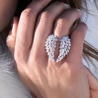 Crystal Angel Wings Adjustable Ring