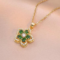 Crystal Spinning Flower Anxiety Stress Relief Fidget Gold Pendant -available in Green, Red, Clear or Pink