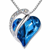 Mystic Infinity Crystal Heart Pendant Available in Mystic Clear, Blue, Red, Purple, Pink & Green!