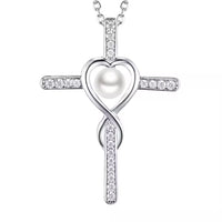 Crystal Pearl Cross Necklace