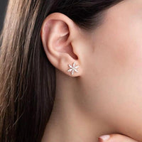 Crystal Six Petal Stud Earrings available in Gold or Silver