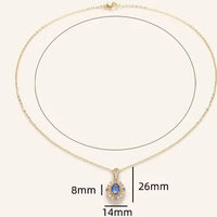 Blue & Gold Crystal Oval Cluster Pendant