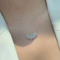 Elegant Crystal Leaf Clavicle Pendant