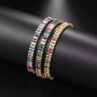 Crystal Baguette Luxury Colourful Bracelet available in Silver, Gold & Rose Gold