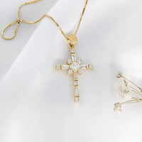 Gold Crystal Cross Pendant