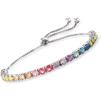 Crystal Luxury Colourful Adjustable Tennis Bracelet available in Silver, Gold & Rose Gold