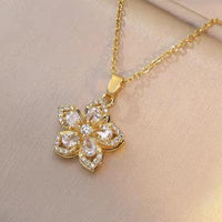 Crystal Spinning Flower Anxiety Stress Relief Fidget Gold Pendant -available in Green, Red, Clear or Pink