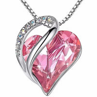 Mystic Infinity Crystal Heart Pendant Available in Mystic Clear, Blue, Red, Purple, Pink & Green!