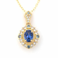 Blue & Gold Crystal Oval Cluster Pendant