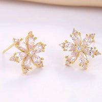 Crystal Six Petal Stud Earrings available in Gold or Silver