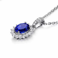Royal Blue Sapphire Crystal Oval Pendant