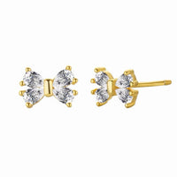 Crystal Butterfly Bow Knot Stud Earrings in Gold