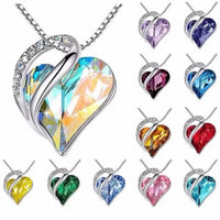 Mystic Infinity Crystal Heart Pendant Available in Mystic Clear, Blue, Red, Purple, Pink & Green!