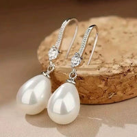 Crystal & Pearl Water Droplet Earrings available in Gold or Silver