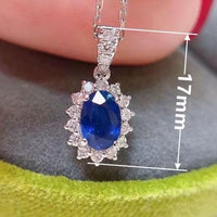 Royal Blue Sapphire Crystal Oval Pendant
