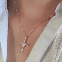Gold Crystal Cross Pendant