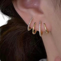 Crystal Stud Cuff Gold Earrings