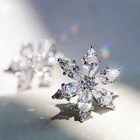 Crystal Six Petal Stud Earrings available in Gold or Silver