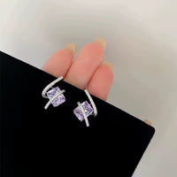 Purple Dramatic Crystal Stud Earrings