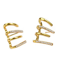 Crystal Stud Cuff Gold Earrings