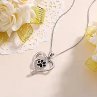 Crystal Heart Pet Paw Pendant