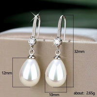 Crystal & Pearl Water Droplet Earrings available in Gold or Silver