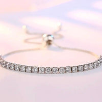 Adjustable Silver Plated Crystal Bracelet with Rhodium Protection for Anti-Tarnish Hypoallergenic, 16-25CM