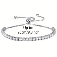 Adjustable Silver Plated Crystal Bracelet with Rhodium Protection for Anti-Tarnish Hypoallergenic, 16-25CM