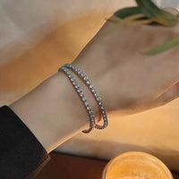 Adjustable Silver Plated Crystal Bracelet with Rhodium Protection for Anti-Tarnish Hypoallergenic, 16-25CM