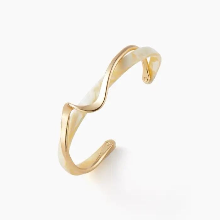 Gold Tone Wave and Marble Effect Bangle with Gift Packaging for Women